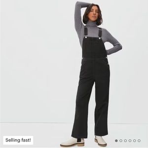 everlane black canvas overalls